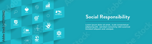 CSR-Corporate Social Responsibility Outline Icon Set - Web Header Banner