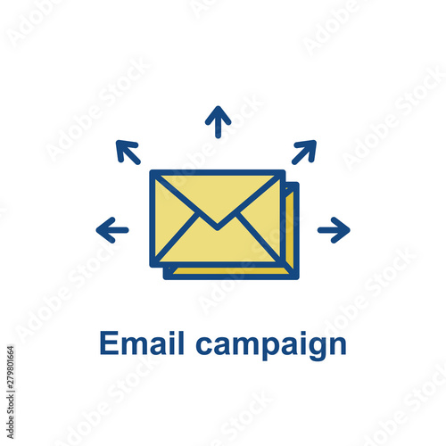 Email marketing campaigns icon with  envelope sent to multiple recipients photo