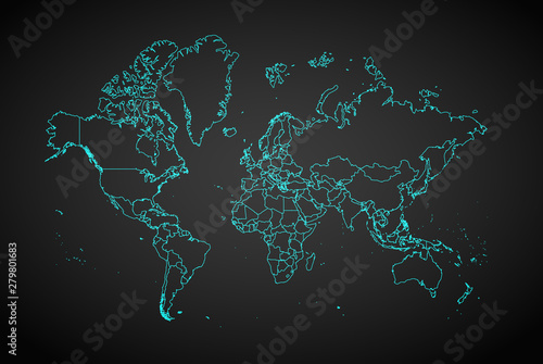 world map digital tech background