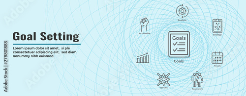 Smart Goals or Goal Setting Icon Set and Web Header Banner