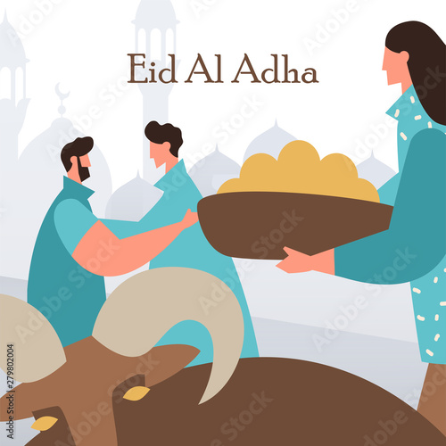 Kurban Bajram muslim festival of sacrifice.Set of muslim holiday backgrounds. Day of sacrifice. Muslims traditionally congratulate each other on holidays