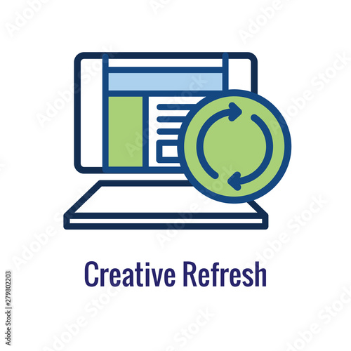 Website Update Icon - with arrows thin line - outline imagery