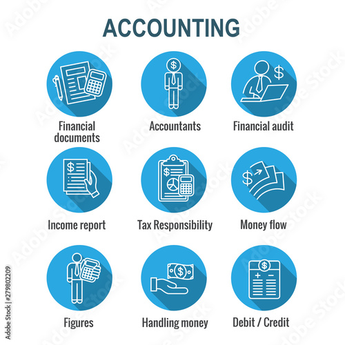 Accountant or Accounting Icon Set - money, accountant and figures images