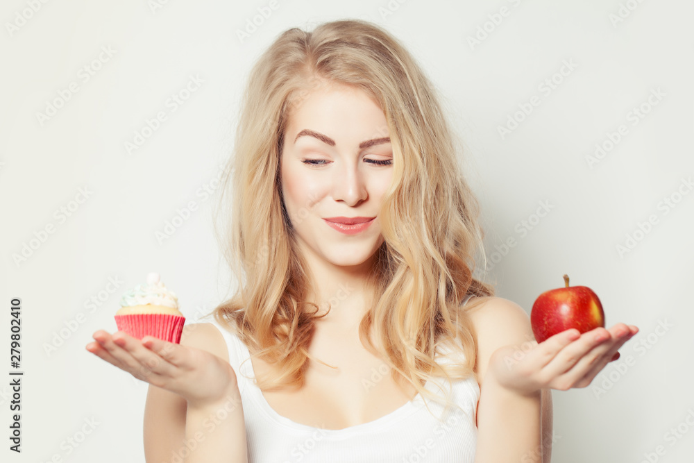 Smiling Beautiful Woman with crafty look. Healthy and Unhealthy Smiling Beautiful Woman with crafty look. Healthy and Unhealthy