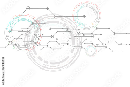 Horizontal circuit board vector background texture. High-tech technology concept - Vector circuit and communication concept for technology background - Vector
