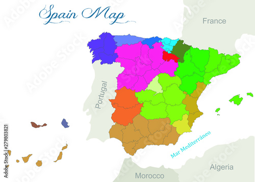  Illustration with the geographical map of Spain