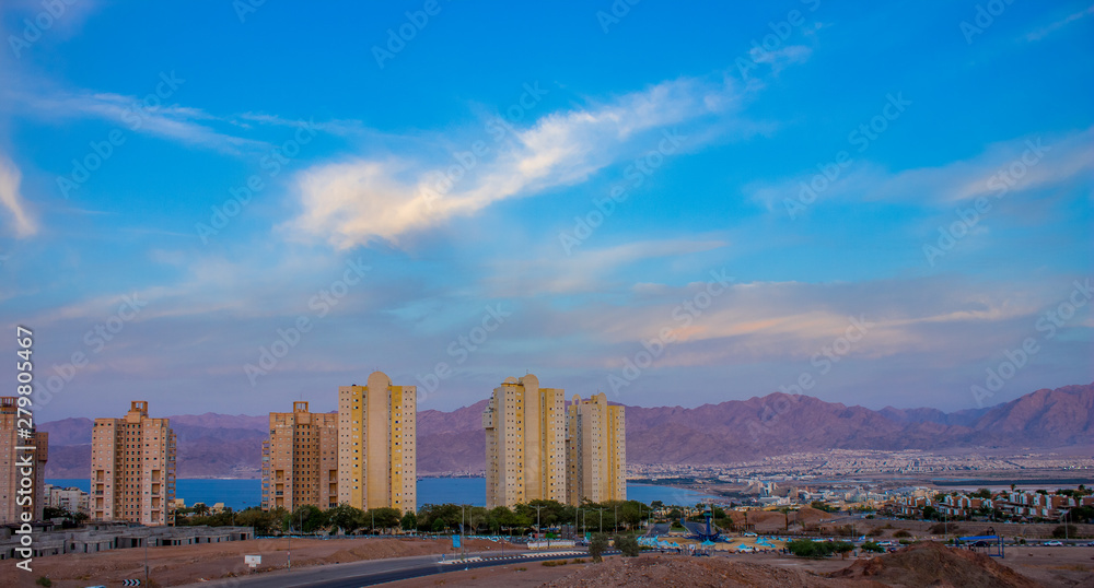 beautiful cozy modern city in Middle East dry and warm desert region near Red sea shoreline landmark and landscape photography in romantic atmospheric evening time beautiful cozy modern city in Middle East dry and warm desert region near Red sea shoreline landmark and landscape photography in romantic atmospheric evening time