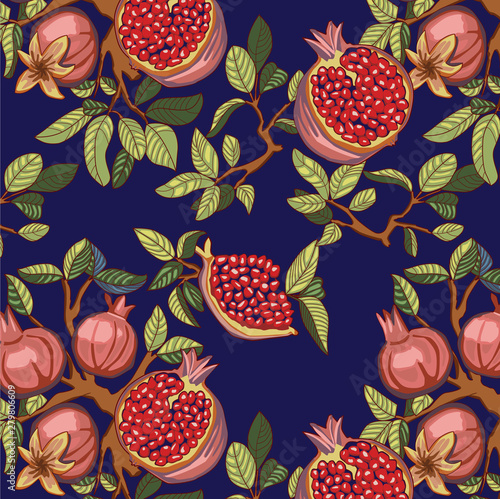  beautiful vector pattern of pomegranate trees and fruits