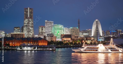  Yokohama city bay at night