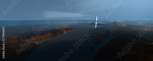 lighthouse on ocean shore i...