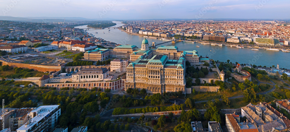Aerial photo of the Buda Castle in Budapest, Hungary