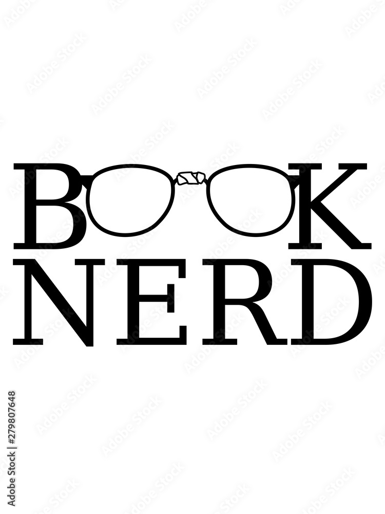 cool book nerd hornbrille lesen bücher geek brille lesen spaß liebe  klebeband kaputt intelligent schlau freak clipart design logo Stock  Illustration | Adobe Stock