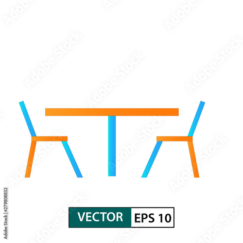 Table and chair icon vector. Colour style. Isolated on white. Vector Illustration EPS 10