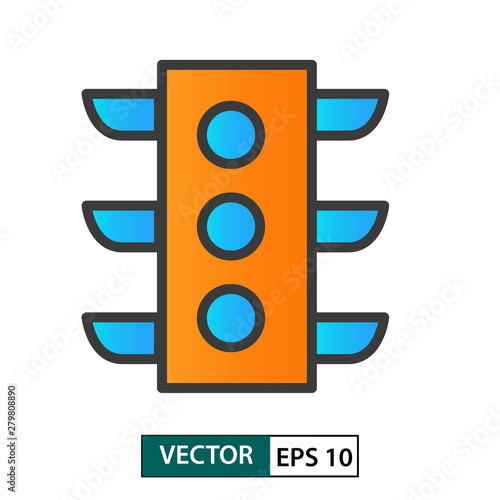 Trafic light icon vector. Colour style. Isolated on white. Vector Illustration EPS 10