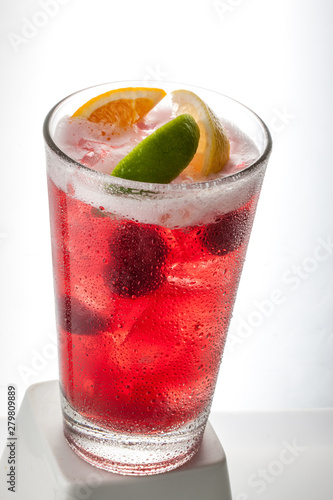 cocktail with strawberry and kiwi
