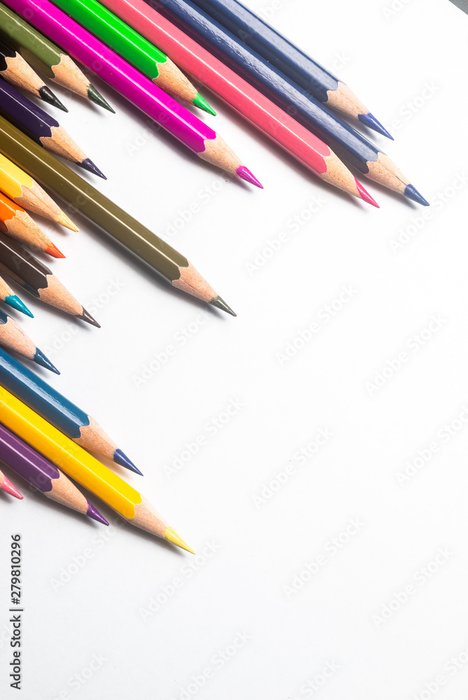 Diversity concept. Colored Pencils on isolated white backround Diversity concept. Colored Pencils on isolated white backround