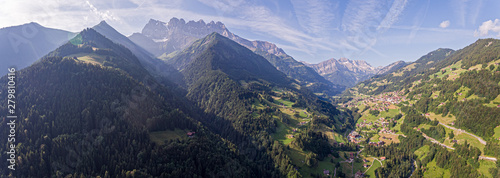 The dents du midi overlooking Champéry and the Val-d'Illiez in the Valais region of Switzerland.