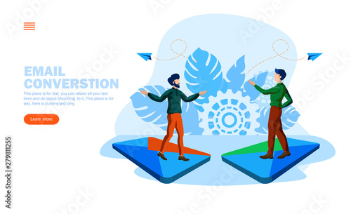 people conversation on mail, mail reply concept vector illustration