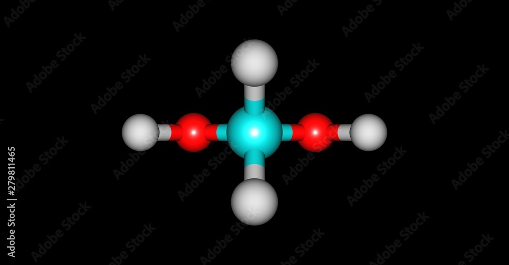 Methylene glycol molecular structure isolated on black Methylene glycol molecular structure isolated on black