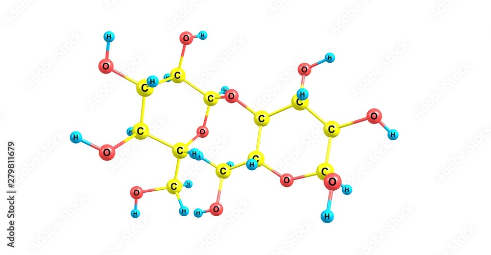 Starch molecular structure isolated on white