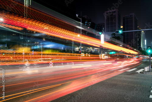 abstract image of blur motion of cars on the city road at night © onlyyouqj