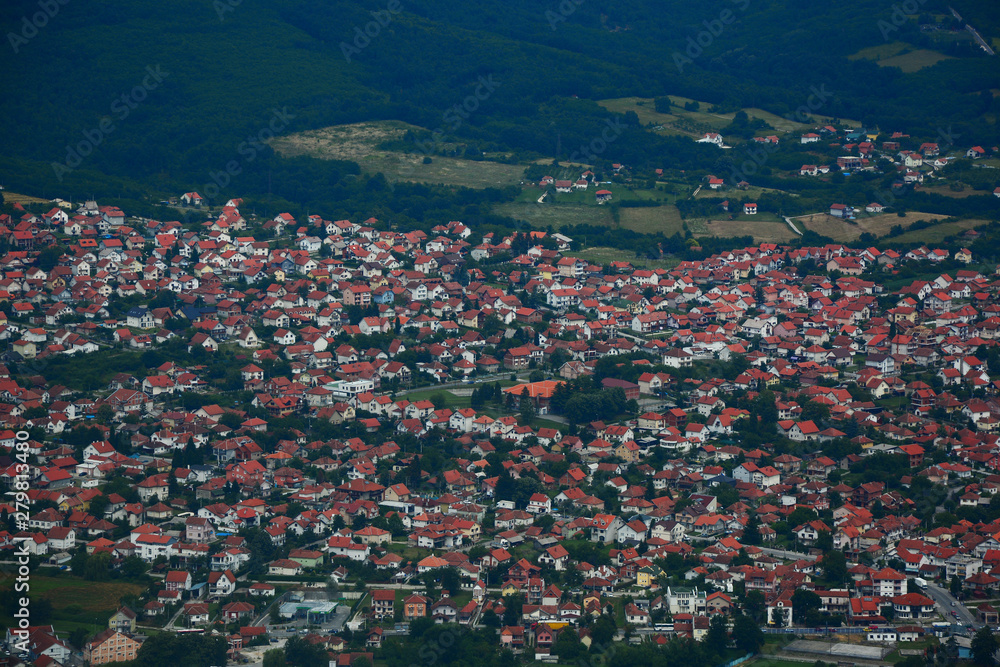 aerial view of city from above