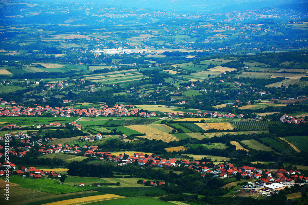 aerial view of fields