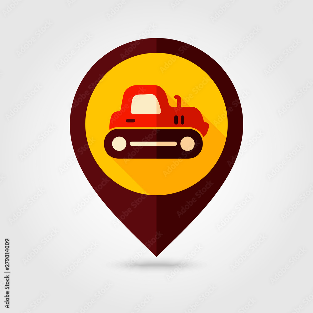 Tractor crawler flat vector pin map icon Tractor crawler flat vector pin map icon