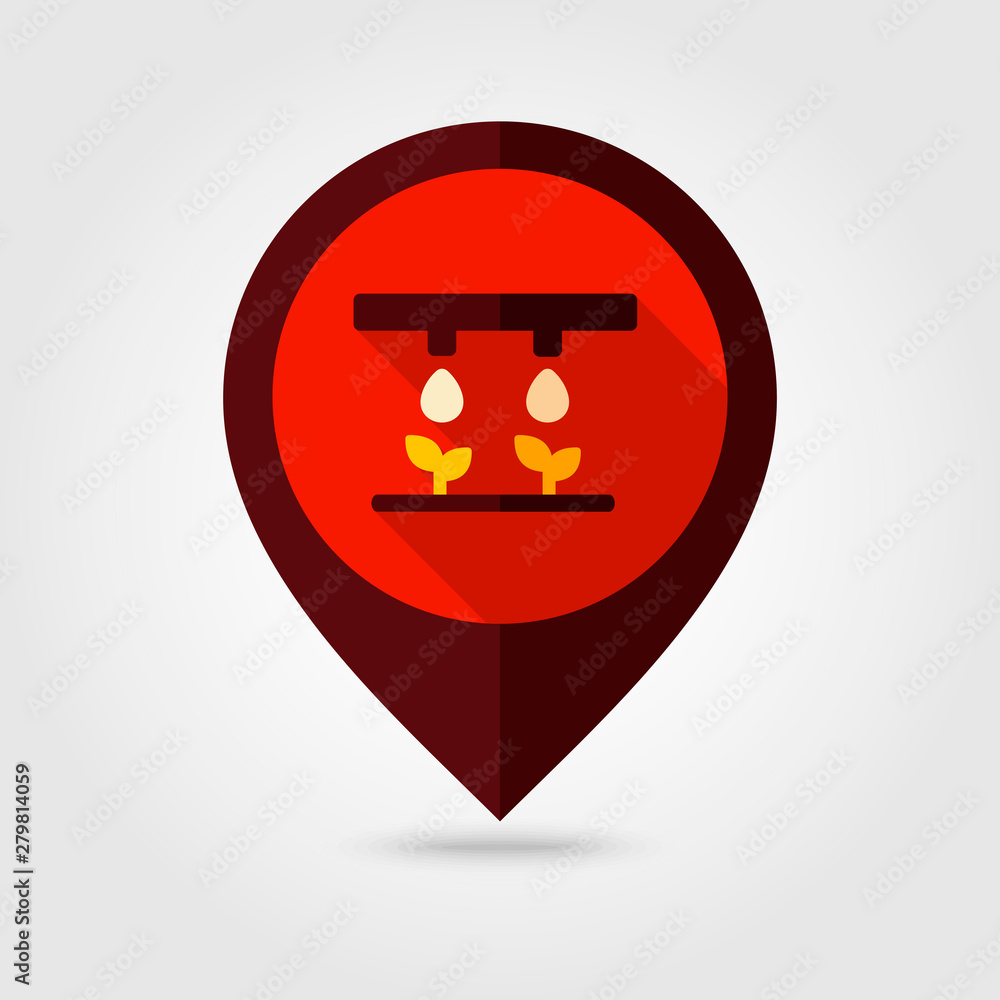 Drip irrigation system flat vector pin map icon Drip irrigation system flat vector pin map icon