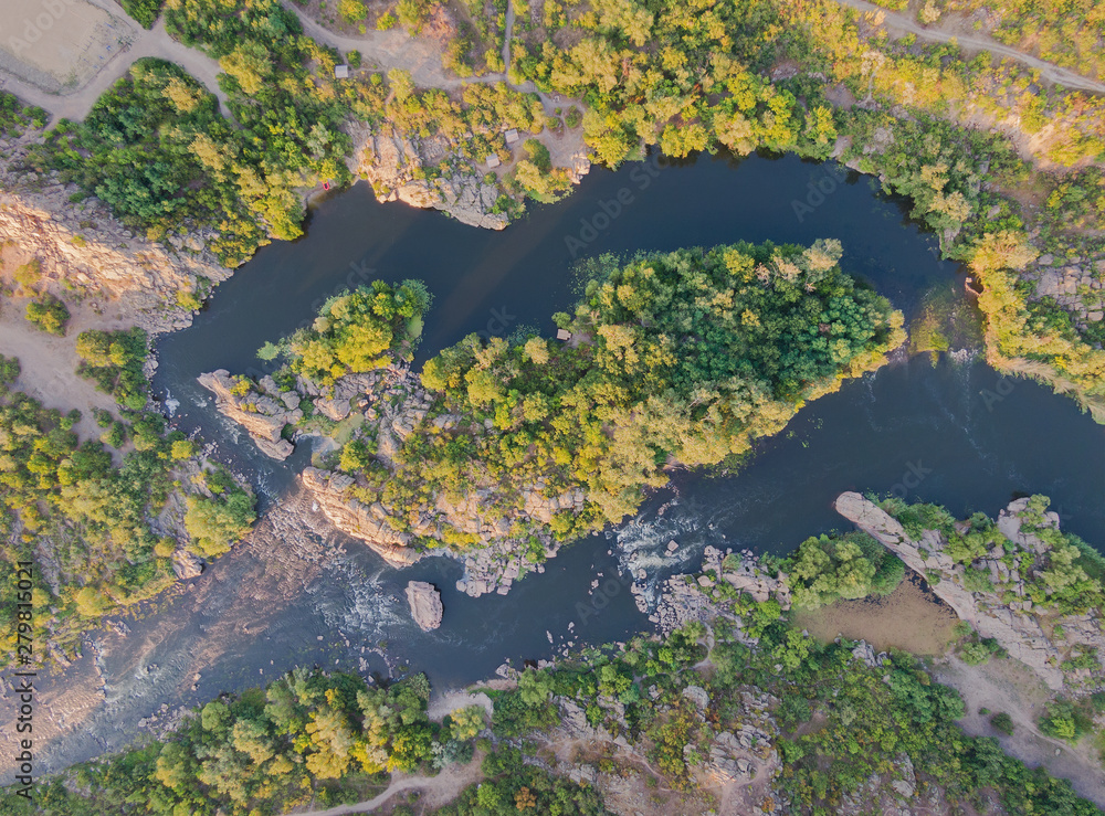 From above view of river with island. Landscape aerial top view. From above view of river with island. Landscape aerial top view.