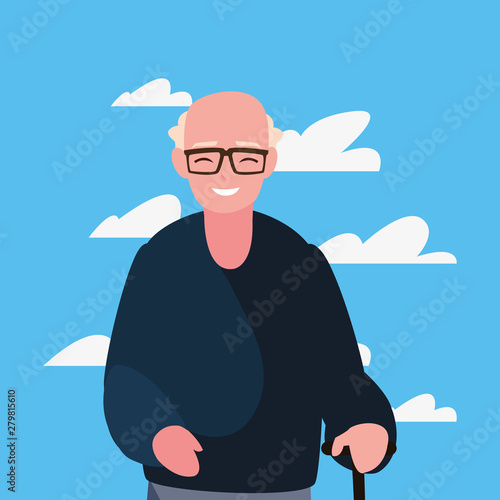 grandfather character family member outdoors