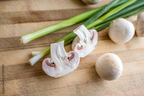 fresh garlic on wooden board