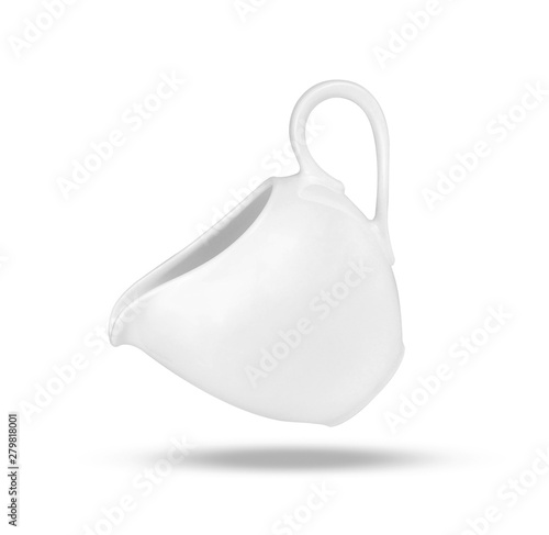 Ceramic cream jug isolated on white background