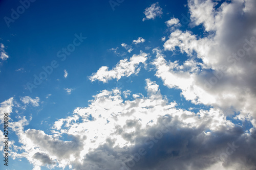 Blue sky background with clouds. Panorama