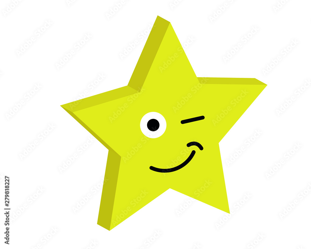 Winking star funny face vector illustration Winking star funny face vector illustration