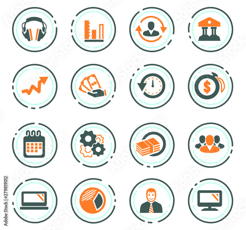 Business management and human resources icons set
