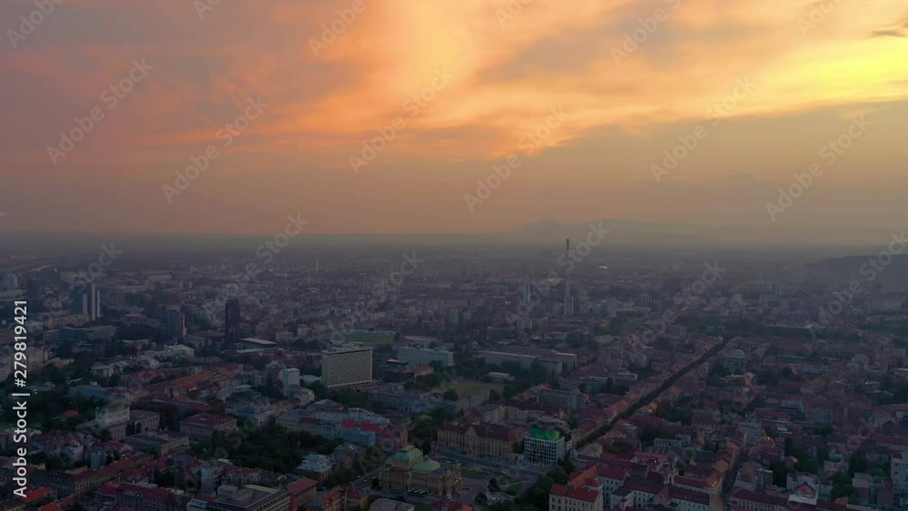 ZAGREB, CROATIA - MAY, 2019: Aerial view drone shot of Zagreb city from above. ZAGREB, CROATIA - MAY, 2019: Aerial view drone shot of Zagreb city from above.
