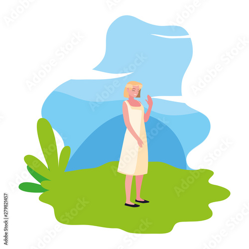 smiling woman character portrait landscape