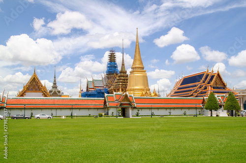 View of Wat phra kaew temple landmark in bangkok at thailand photo