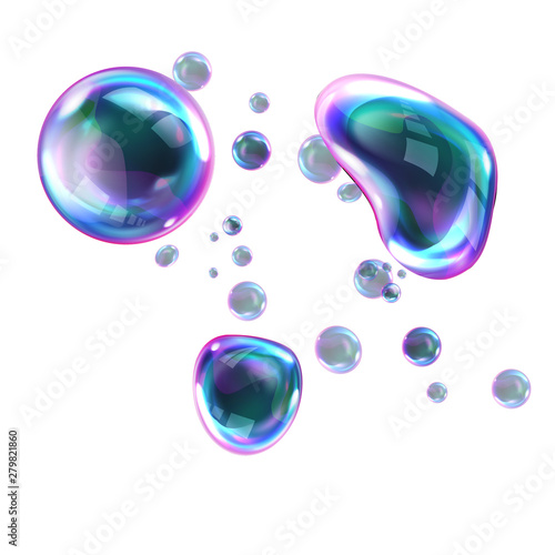 Bursting soap bubbles realistic vector