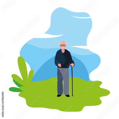 cute grandfather in the outdoors