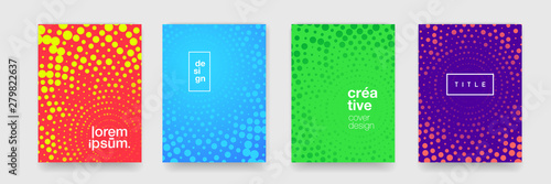 Background patterns, abstract modern color design elements. Vector cool color gradient, flat geometric halftone cover posters with line shape graphic