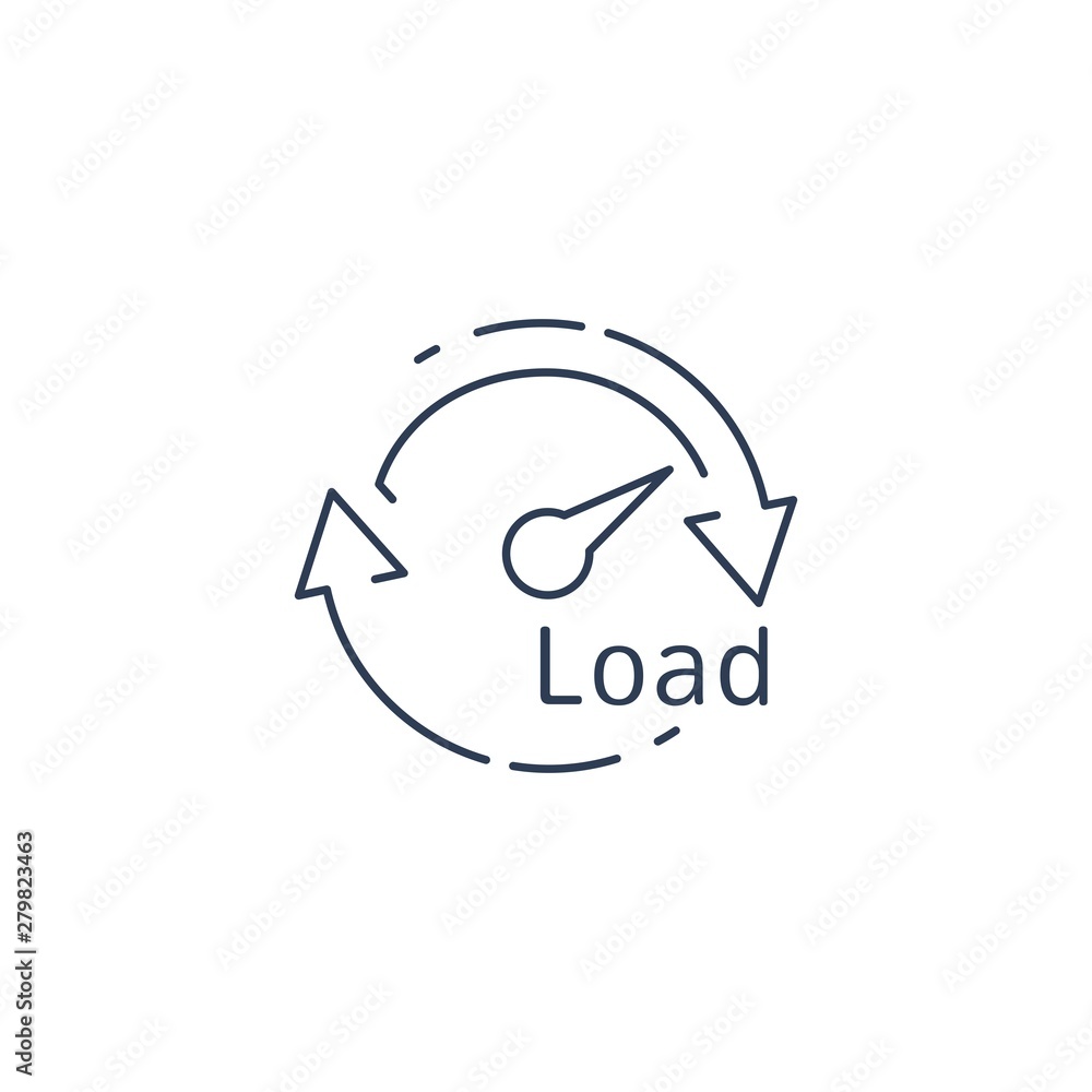 Load. Vector linear icon on white background. Load. Vector linear icon on white background.