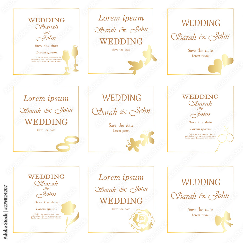 Wedding invitation, frame  isolated on white. Vector illustration. EPS 10.