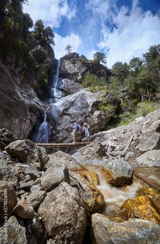 Roadside waterfall. Nepal, Himalayas, Everest Base Camp Trekking, Sagarmatha National Park