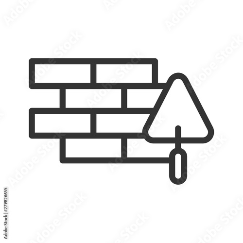 brick wall and trowel outline ui web icon. construction vector icon for web, mobile and user interface design isolated on white background