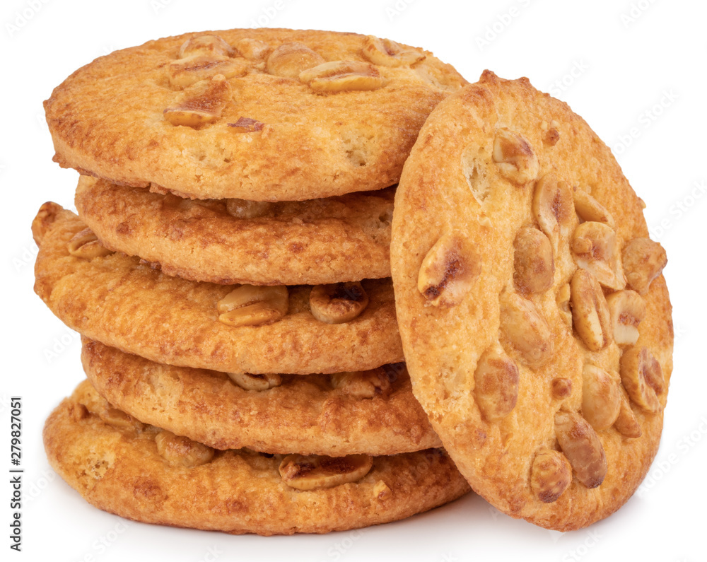 homemade cookies with peanut on white background