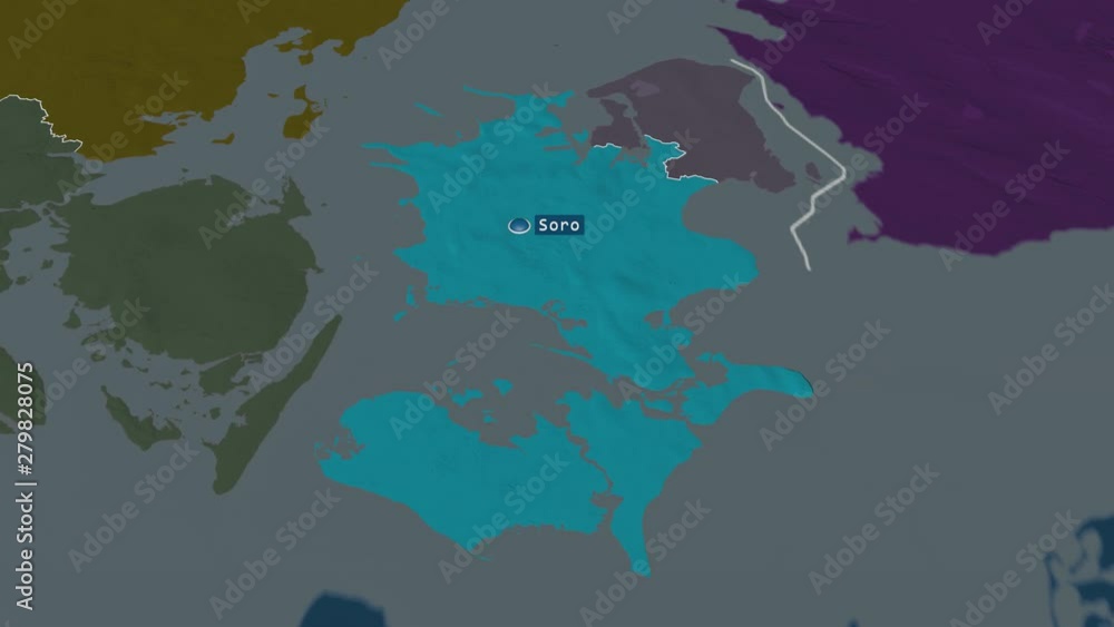Sjælland - region of Denmark with its capital zoomed on the administrative map of the globe. Animation 3D Sjælland - region of Denmark with its capital zoomed on the administrative map of the globe. Animation 3D