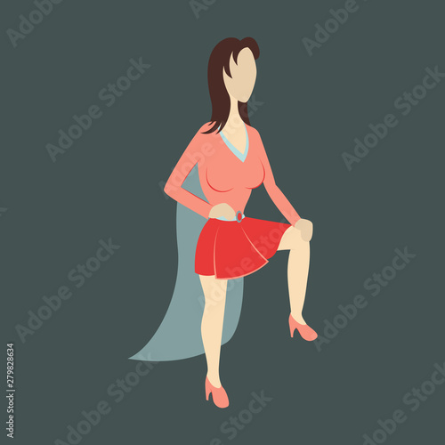 Super hero woman flat poster in comic style.