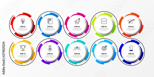 Infographic design template. Creative concept with 10 steps